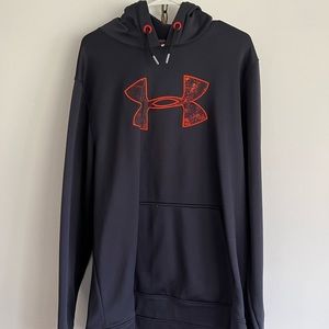 Navy blue Under Armour sweatshirt with orange details. Size XL